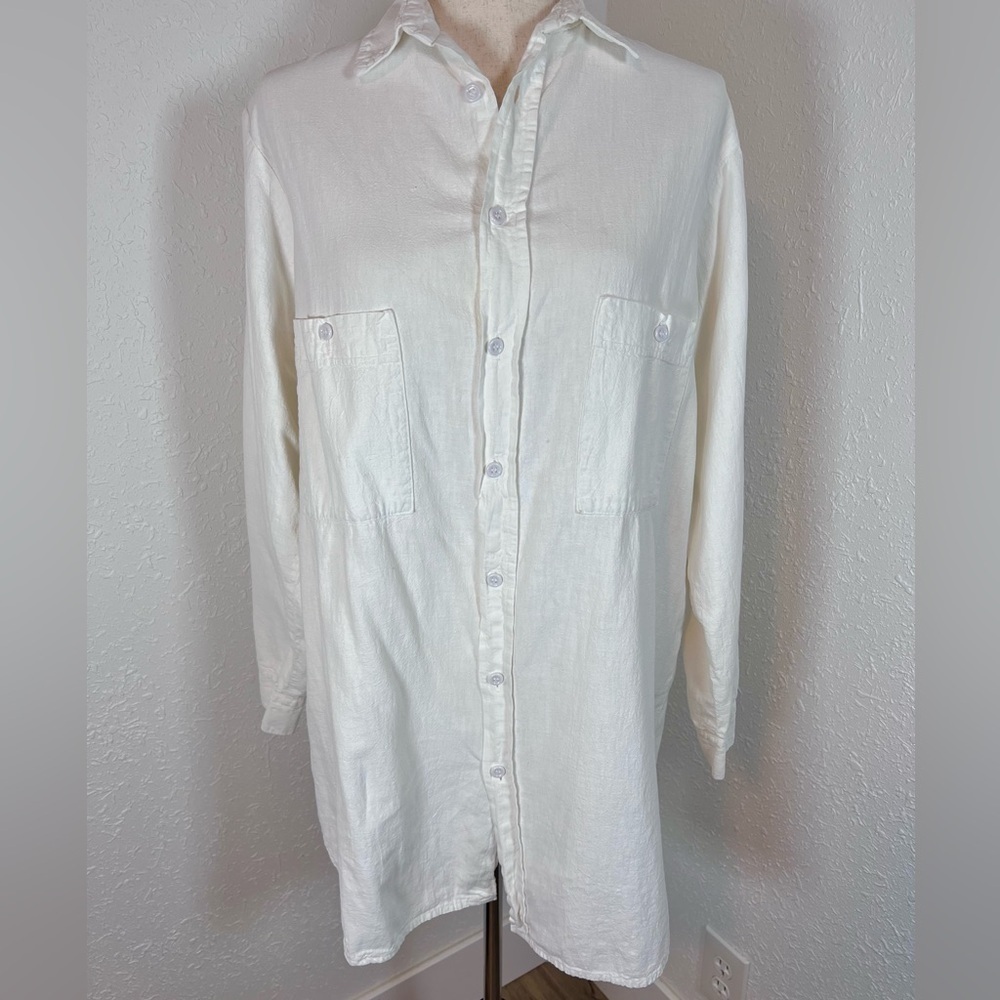 CP Shades 100% Cotton Tunic Length Button Down Shirt